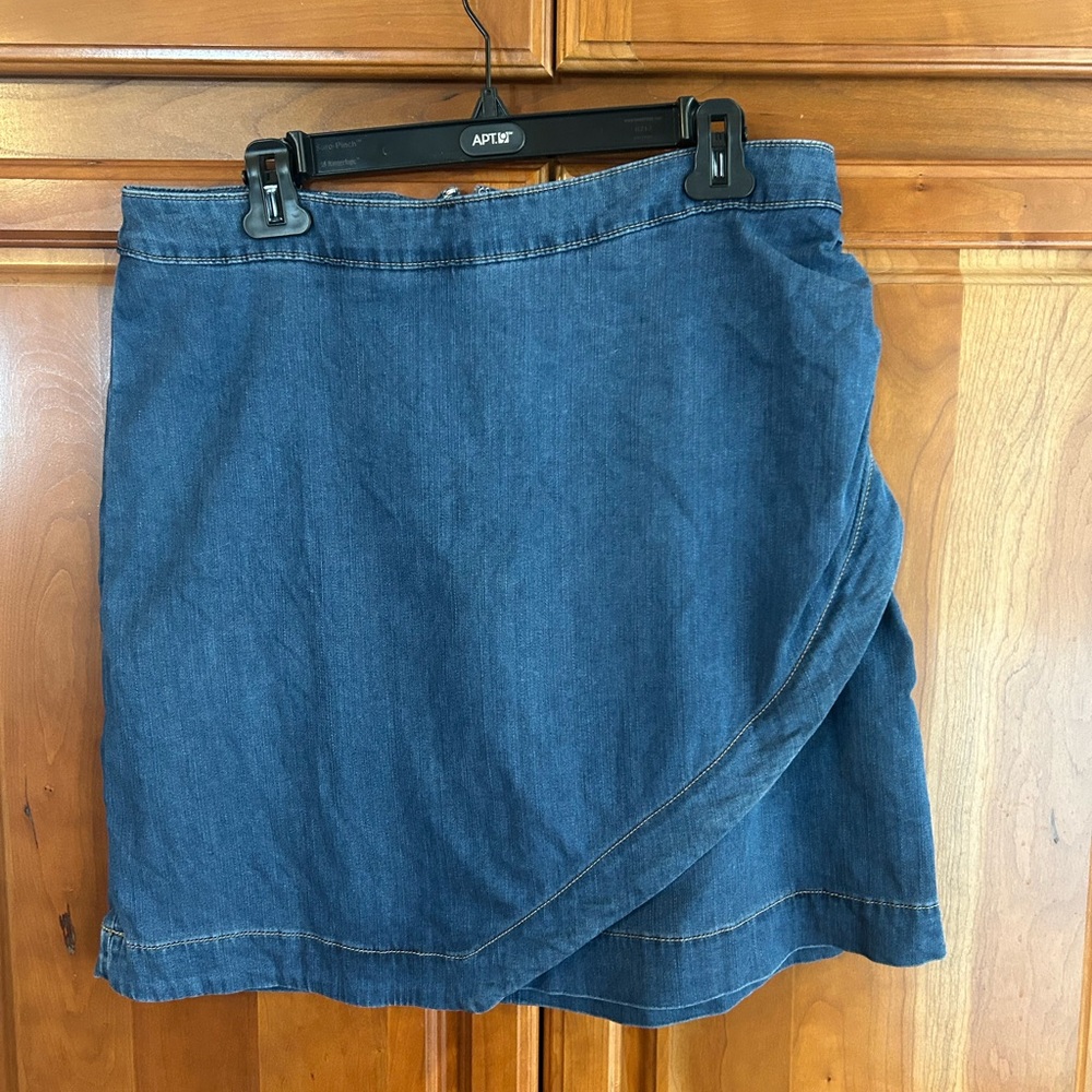White House Black Market Blue Denim Wrap Mini Skirt